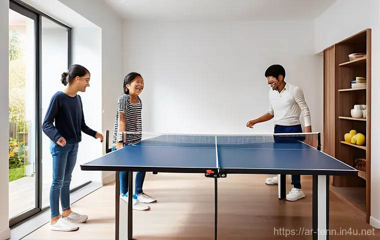 탁구 테이블 규격 확인법 - **Professional Table Tennis Match with ITTF Standards:**
    "A dynamic, eye-level shot of two profe...