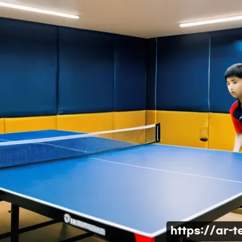 Home 18 탁구 네트 높이 규칙 - **Prompt:** A brightly lit, indoor table tennis training facility. Two young athletes, around 14 yea...