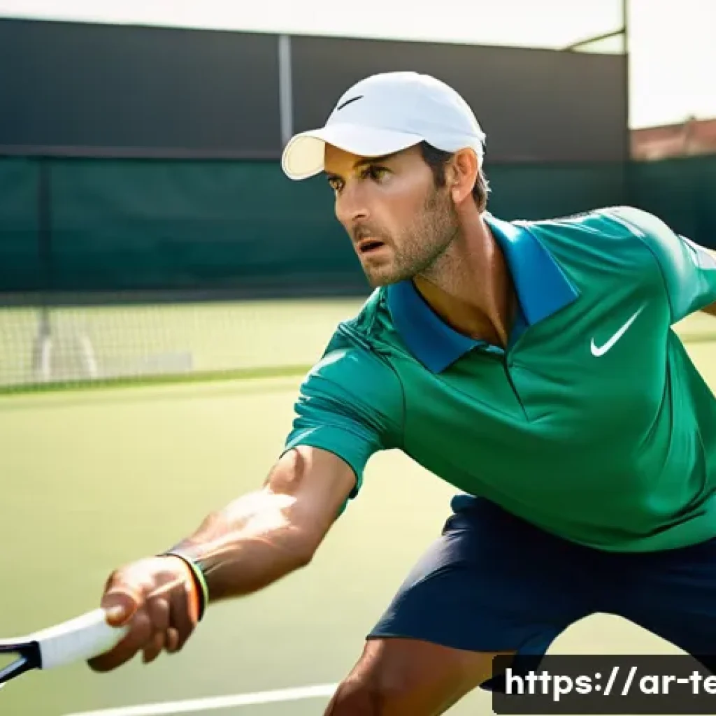 테니스 공회전 원리와 활용법 - **Prompt 1: Dynamic Topspin Forehand**
    A highly detailed, dynamic shot of a professional male te...
