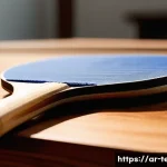 탁구 라켓 관리법 - A detailed close-up image of a table tennis paddle being gently cleaned with a soft microfiber cloth...