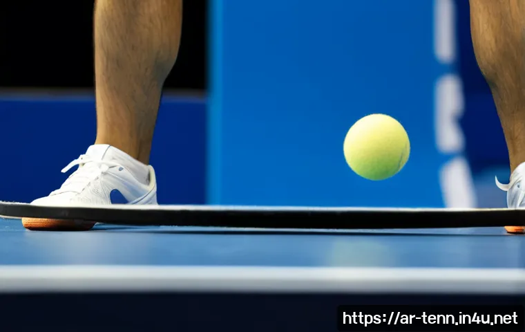 탁구 공 속도와 반발력 비교 - Photorealistic high-speed action photograph of a white table tennis ball striking a paddle above a r...
