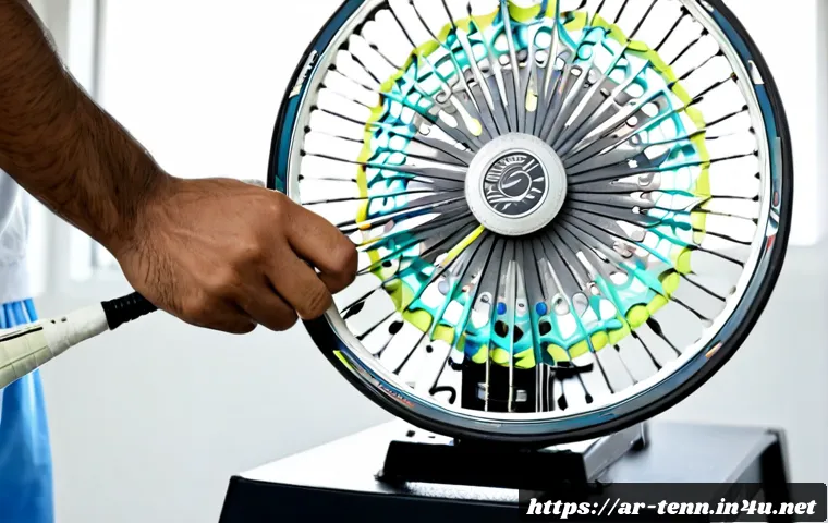 Home 17 테니스 스트링 텐션 조절 가이드 - Photorealistic close-up of a professional tennis stringing machine in a bright modern sports worksho...